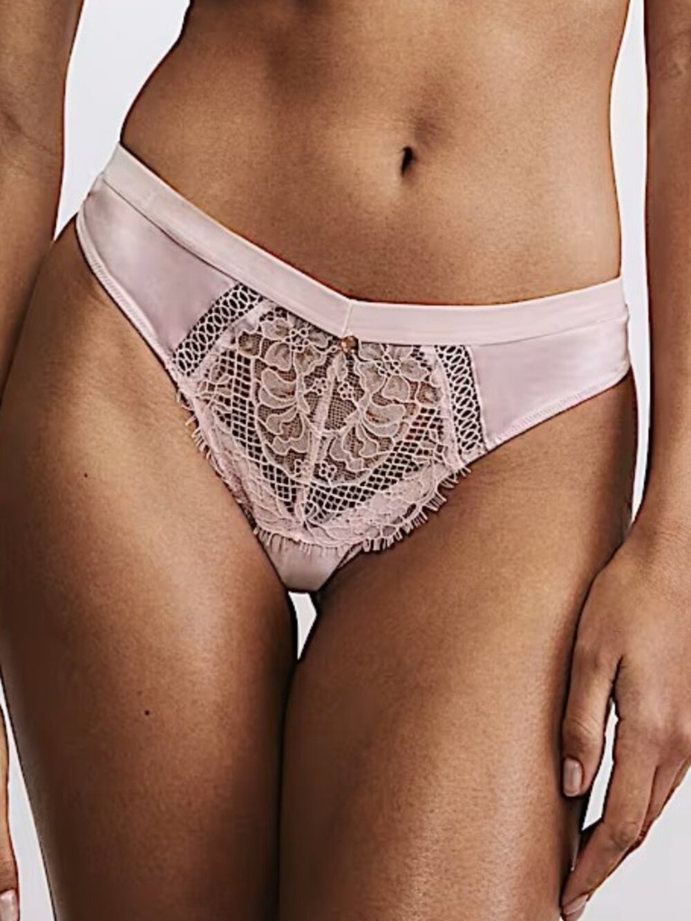 NWT Marks & Spencer x Rosie Huntington Saffron Satin and Lace Thong UK 8/US 4